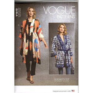 Vogue V1610 Misses Sandra Betzina All Sizes Kimono with Belts Uncut Sewing Patte